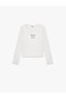 Embroidered Cotton Crew Neck Long Sleeve T-Shirt - 2