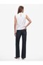 Tie-Waist Draped High Neck Sleeveless Padded Satin Blouse - 4