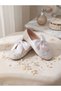 Girls' White Shiny Glittery Bow-Tie Orthopedic Non-Slip Sole Stylish Ballet Flats - 3