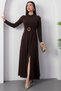 Mock Neck Long Sleeve Buckle Acrylic Dress 2025-4407 - 4