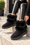 Dobra Women's Furry Light Boots with Padded Heel, Cold Weather Resistant P0308-Black - 7