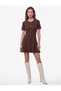 Slim Fit Crew Neck Short-Sleeve Decorative-Button Mini Dress