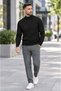 Men's Black Half Turtleneck Standard Regular Fit Acrylic Blend Knitwear Sweater - 3