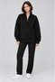 Women's Black Turtleneck 3 Thread Fleece Inside Ribbed Oversize Sweatshirt