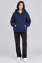 Women's Navy Blue Hooded Zippered 3-Thread Fleece Kangaroo Oversize Sweatshirt Zip up Hoodie