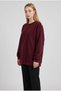 Women's Claret Red Basic 0 Crew Neck Unprinted Plain Oversize Loose Loose Fit Fleece Sweatshirt - 2