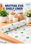 Yellow Daisy Gonca Leaf Design Non-Slip Shelf Liner Roll - Drawer Mat for Kitchen, Refrigerator & Cabinets.
