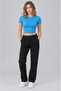 Women's light blue crew neck lycra short sleeve bodysuit crop top