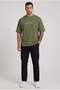 Men's Khaki Spectacular White Printed Oversize Salas T-Shirt