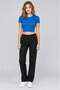 Women's Cobalt Blue Crew Neck Short Sleeve Ribbed Camisole Crop Blouse