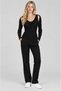 Women's Black Back Cut-Out Detailed Top Quality Woven Long Sleeve Corded Fabric Blouse Body