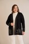 Women's Classic Cut Leather Detailed Sequin Detailed Plus Size Stylish Cardigan - 2