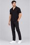 Men's black ribbed short sleeve apaş collar shirt - 2