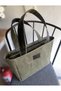 Zippered Medium Size Waxed Canvas Dark Khaki (Black Leather Detail) Shoulder Bag
