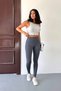 Women's Gray High Waist Light Touch Soft Textured Leggings - 3