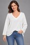 Women's Oversize Long Sleeve V-Neck Viscose Two-Thread Blouse - 4