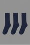3-Piece Navy Blue Men's Business Bamboo Seamless Flexible Double Layer Winter Socks - Premium - 6