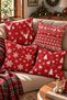 Happy New Year and the Reindeer Nordic Scarlet Red Background with White Reindeer and Snowflake Pattern Set of 4 Decorative Christmas Throw Pillow Covers