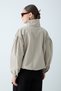 Women's Stand Collar Buttoned Elastic Short Coat with Gathered Detail - Khaki - 7