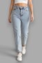 Women's Mom Boyfriend High Waist Boyfriend Cut Lycra Jeans - 3