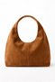 Brown Laym Model Suede Women's Shoulder Bag - Vintage Women's Shoulder Bag with Magnetic Closure