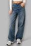 Women's Back Buckle Detailed Loose Fit Wide Leg Comfortable Baggy Jean Denim Loose Trousers