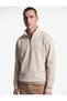 سويت شيرت بأكمام طويلة وثلاثة خيوط مطرزة ومريح ومقاس مثالي وياقة نصفية مزودة بسحاب وطباعة - 2