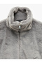 High Collar Long Sleeve Faux Fur Jacket with Zipper Pockets - 7
