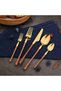 20-Piece Stainless Steel Flatware Set, Wood Handle Silverware for 4, Dishwasher Safe Gold - 3