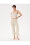 Women's Cream Capri Flow Shorts Pants - Double Layered Bodice, Inner Shorts Layer, Capri Length - 4