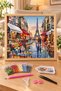 Diamond Painting Puzzle Kit, Eiffel Tower in Rainy Paris Street 50X65 cm Mosaic