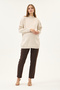 Maternity High Neck Knit Sweater (Beige) - 5