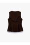 X Sibil Çetinkaya - Buttoned V-Neck Peplum Blazer Vest - 5