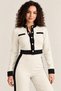 Paneled Stripe Detail Long Sleeve Crop-Pants Knitwear Cotton Women's Bottom-Top Set