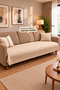 Cotton Bohemian Sofa Cover for Seating Area, Sofa Bed, Armchair Cover Shawl |   100X210 Beige