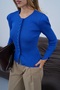 Women's Saks Blue Velvet Buttoned Knitwear Cardigan - 3