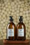 2-Pack Amber Glass Liquid Soap Dispenser with Wooden Stand Dishwashing Liquid Bottle Soap Dispenser - 4