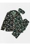 Girl's Cotton Green Suede Fabric Candy Snowman Christmas Pattern Shirt Collar Winter Pajama Set - 2