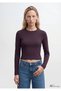 Long Sleeve Purple Crop Basic T-Shirt Crop / Short Cut 1612822-70635 - 2