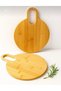 Round Wooden Bamboo Cutting Board - Chopping Board with Handle = 28 X 35 cm - 2