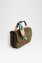 Women's Lavender Khaki Suede Scarf Gift Covered 2-Compartment Mini Magnet Closure Hand and Shoulder Bag - 2