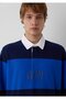 M0S20218 Logo Printed Surf the We Collar Detailed Men's Sweatshirt Dark Blue - 7