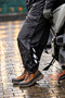 100% Water Windproof Reflective Detachable Extra Fiber Lining Reinforced Biker Raincoat Pants - 5
