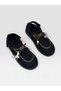Black Suede (Grace) Fur Inside, Lace-Up, Bead Detail Women's Sabo Slippers