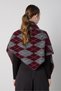 Women's burgundy beard plaid poncho/shawl 32046 - 4