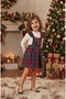 Plaid Deer Embroidered Salopet 2-Piece Set New Year's Eve - 3