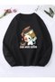 Just Want Coffee Printed Cotton 3 Thread Threaded Crew Neck Oversize Sweatshirt