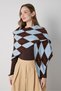 Women's Blue Bearded Plaid Poncho/Shawl 32046 - 5