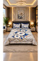 Blue Diamond 5D Digital Printed Cotton Double Sleeping Set with Elastic Sheets 6 Pieces