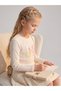 Girl's Butterfly Embroidered Ribbed Blouse - 4